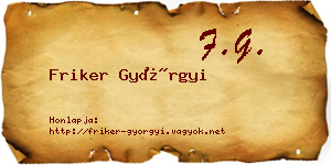 Friker Györgyi névjegykártya
